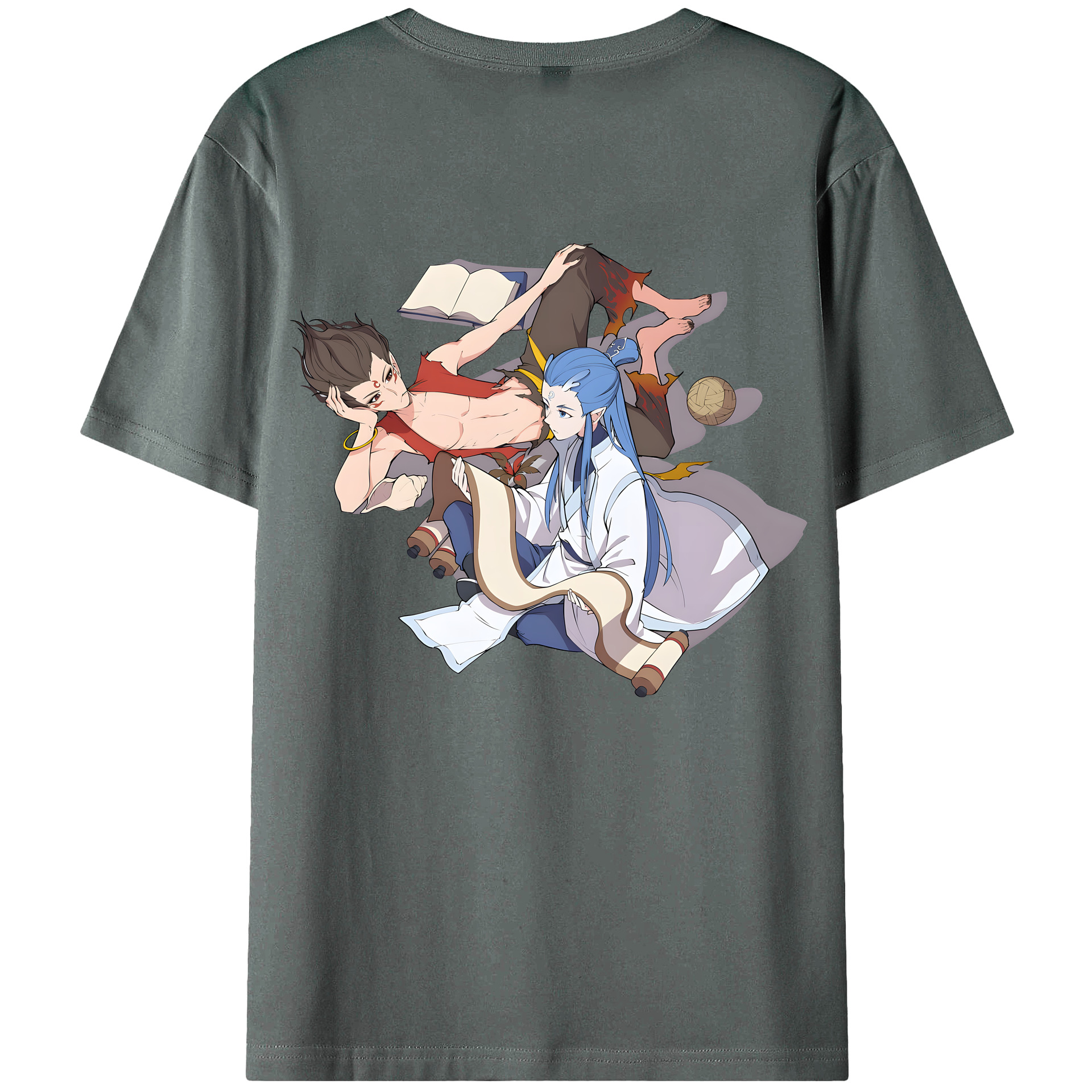 （画像用） Ne Zha 2 ナタ 魔童の大暴れ 綿100％ メンズ半袖Tシャツ（バックプリント） 通気性